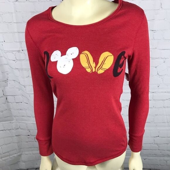Disney Store Mickey RedThermal  “Love” NWT size XS - Picture 1 of 4